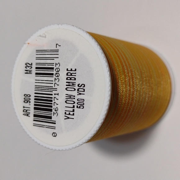2/$20 Signature Pixelles Variegated Thread 500 YDS M32 Yellow Ombre Rare - Picture 4 of 5